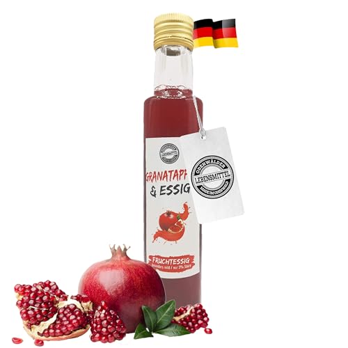 Odenwälder Lebensmittel Granatapfelessig - Premium Fruchtessig aus 25% echten Granatäpfeln mit nur 3% Säure - Ideal für Salate, Fischgerichte & Marinaden - Made in Germany – 300ml von Odenwälder Lebensmittel