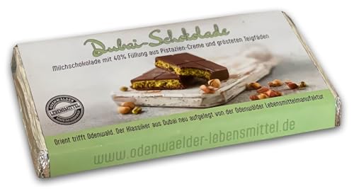 Odenwälder Lebensmittel Dubai Schokolade mit 40% Pistazien-Creme-Füllung & gerösteten Teigfäden, Dubai Schokolade Pistazie aus der Orientalischen Spezialität – Made in Germany (450g) von Odenwälder Lebensmittel