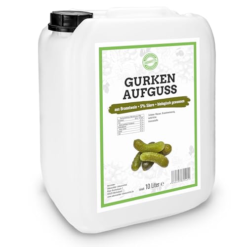 Odenwälder Lebensmittel Premium Gurkenaufguss-Essig, 5% Säure, aus Branntwein & Organisch gewonnen, Hochwertiger Essig mit Gurkenaufgussaroma – Made in Germany – 1 x 10L Kanister von Odenwälder Lebensmittel