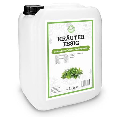 Odenwälder Lebensmittel Premium Kräuteressig, 5% Säure, aus Branntwein & Organisch gewonnen, Hochwertiger Essig mit Kräuteraroma – Made in Germany – 1 x 10L Kanister von Odenwälder Lebensmittel