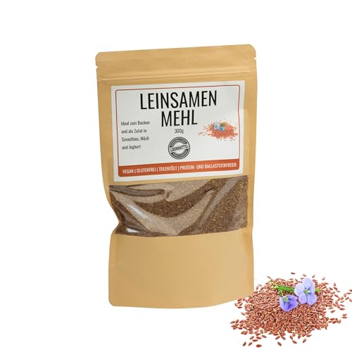 Odenwälder Lebensmittel Premium Leinsamenmehl, Proteinreich & Ballaststoffreich, 100% Natürlich, Fein gemahlen & entölt, Perfekt fürs Backen – Made in Germany – 300g von Odenwälder Lebensmittel