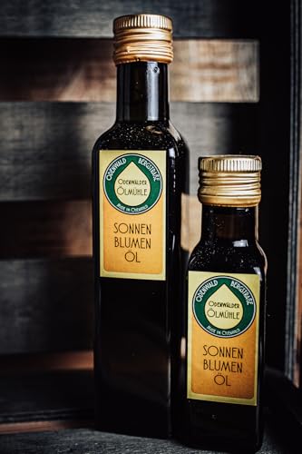 Odenwälder Lebensmittel Premium Sonnenblumen-Öl, aus besten Sonnenblumensamen, Ideal zum Anbraten, für Dressings & kreative Gerichte – Made in Germany (100 ml) von Odenwälder Lebensmittel