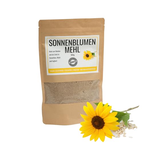 Odenwälder Lebensmittel Premium Sonnenblumenmehl, fein gemahlene Sonnenblumenkerne, Proteinreich, Vegan & 100% Natürliches Mehl - Made in Germany – 300g von Odenwälder Lebensmittel