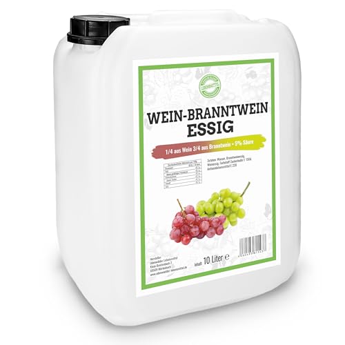 Odenwälder Lebensmittel Premium Wein-Branntweinessig, 1/4 aus Wein & 3/4 aus Branntwein, 5% Säure, Vielseitig für Küche & Haushalt – Made in Germany - 1 x 10l Kanister von Odenwälder Lebensmittel