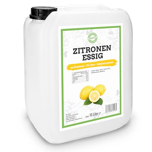 Odenwälder Lebensmittel Premium Zitronenessig, 3% Säure, aus Branntwein & Organisch gewonnen, Hochwertiger Essig mit Zitronenaroma – Made in Germany – 1 x 10L Kanister von Odenwälder Lebensmittel