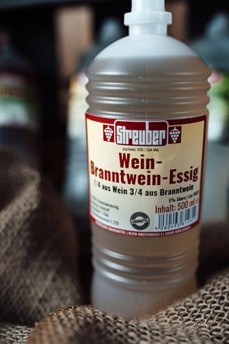 Odenwälder Lebensmittel Wein-Branntweinessig im 10er-Set, 500ml – Hochwertiger Essig für Salate, Dressings, Marinaden & Saucen, Ideal für Küche & Gastronomie (10x500ml) von Odenwälder Lebensmittel