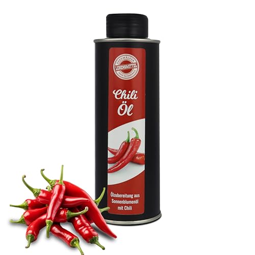 Odenwälder Lebensmittel - Premium Chili-Öl - Sonnenblumenöl mit Chili Geschmack - Speiseöl mit leckerem Geschmack aus echtem Chili - 250 ml von Odenwälder Lebensmittel