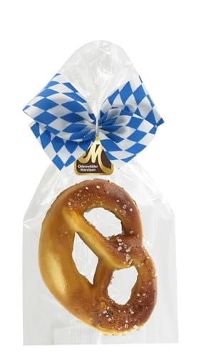 Odenwälder Marzipan Brezel mit blau weißer bayrischer Schleife 50g von Odenwälder Marzipan