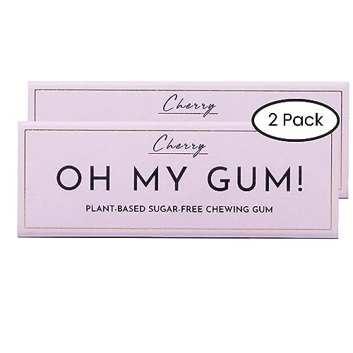 OH MY GUM! Natürlicher Kaugummi in Kirsche 2er Pack (10 Stück/Packung) | 100% pflanzlicher Aspartamfreier Kaugummi | Preisgekrönter zuckerfreier Kaugummi & gut für die Zähne | Kirschkaugummi | von Oh My Gum!