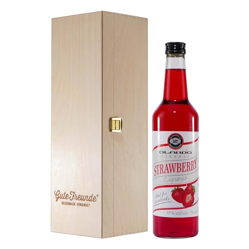 Olando Strawberry Liqueur mit Geschenk-Holzkiste von Olando