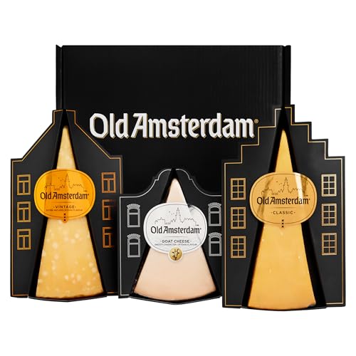 Old Amsterdam Käsepaket - 3er Set - Geschenkpaket - Käse - Classic - Vintage - Ziege - Weihnachtspaket Food-Luxus - Geschenkset Männer Frauen von Old Amsterdam