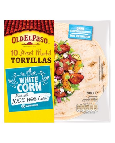 Old El Paso Street Market Tortillas - Mexikanische Wraps aus weißem Mais - Glutenfrei - 1 x 208 g von Old El Paso