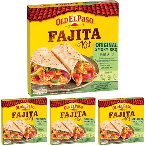 Old El Paso Fajita Kit - Original Smoky BBQ – Set für die Zubereitung von mexikanischen Fajitas – 1 x 500 g (Packung mit 4) von Old El Paso