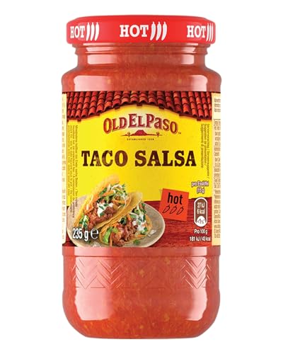 Old El Paso Tortilla Taco Salsa Hot – Fruchtige, scharfe Tomaten-Salsa – 1 x 235 g (Packung mit 6) von Old El Paso