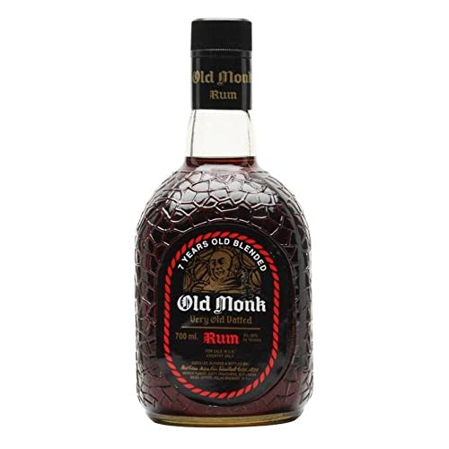 Old Monk Rum 7 Jahre – Rum mild im Geschmack – 0,7 Liter Rum – Ausgezeichneter Premium Dark Rum 42,8% Vol. - King of Rums seit 1855 – Reichhaltige Textur – unvergleichliches Aroma von Old Monk