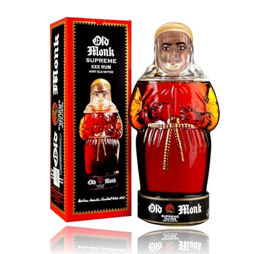 Old Monk „Supreme“ Rum – 18 Jahre - Ausgezeichneter Rum mild im Geschmack – 0,7 Liter Rum – Geschenkverpackung –Dark Rum 42,8% Vol. – Premium - King of Rums seit 1855 – unvergleichliches Aroma von Old Monk