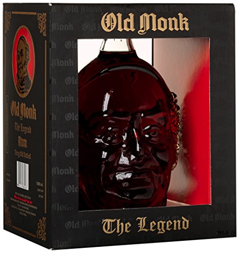 Old Monk „The Legend“ Rum – 21 Jahre - Ausgezeichneter Rum mild im Geschmack – 1 Liter Rum – Geschenkverpackung –Dark Rum 42,8% Vol. – Premium - King of Rums seit 1855 – unvergleichliches Aroma von Old Monk