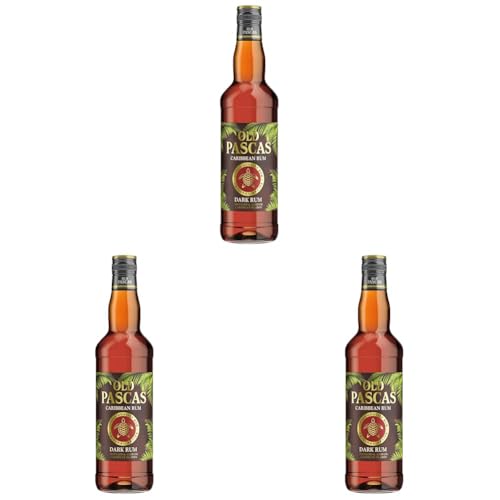 Old Pascas Barbados Dark Rum (1 x 0,7l) - echter karibischer Premium Rum aus Barbados, der Wiege des karibischen Rums - leicht, elegant und mild | 700 ml (3er Pack) von Old Pascas