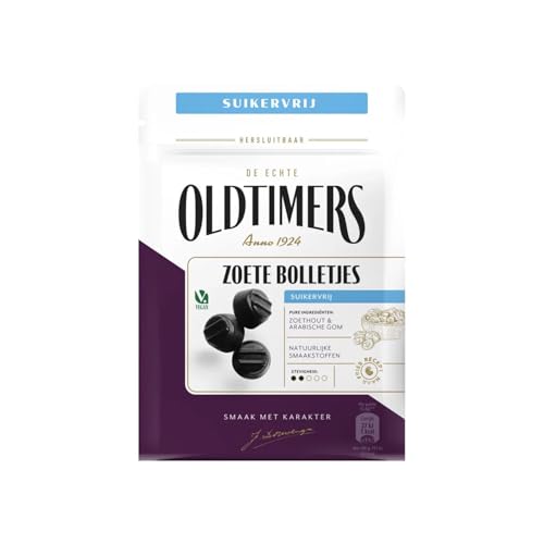 Oldtimers Zoete Bolletjes Zuckerfrei 100g I zuckerfreie Lakritz aus den Niederlanden I holländische Süßigkeiten I Salmiak I Drop I Licorice von Oldtimers