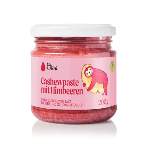 Olini Cashewpaste mit Gefriergetrocknetem Himbeeren 200 g 100% Natürlicher, Cremiger Brotaufstrich für Kinder, ohne Salz, ohne Zuckerzusatz, ohne Palmöl, Veganerfreundlicher Snack zum Desserts von Olini