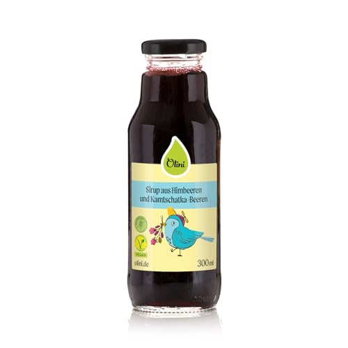 Olini Himbeer- und Kamtschatka-Beerensirup | Wenig Zucker | Natürliches Getränk ohne Zucker und Konservierungsstoffe | Für Erwachsene und Kinder | 300 ml Glasflasche von Olini