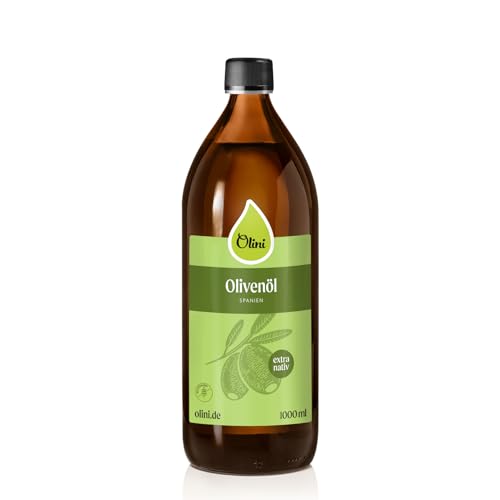 Olini Olivenöl aus Spanien 1L - Natives Extra Virgin - Reich an ungesättigten Fettsäuren - 100% Spanisches - Kaltgepresst & Ungefilterte - Direkt vom Hersteller - Geerntet am Tag der Ernte von Olini