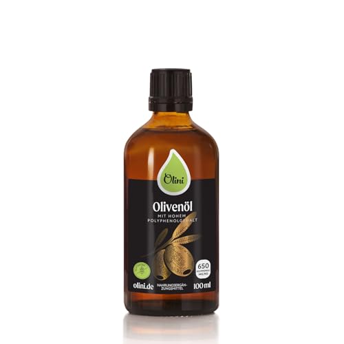 Olini Olivenöl mit hohem Polyphenolgehalt 100 ml - Natives Extra Virgin - 650 mg/kg Polyphenole Enthält - Vitamin E - Kaltgepresst & Ungefilterte - 100% Italienisches - Geerntet am Tag der Ernte von Olini