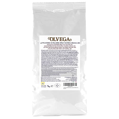 Olvega Vollmilchpulver für Desserts und Volleis Professionelles Produkt Sprühtrockenverfahren Heim- oder Berufsumgebung Verwendung Erwachsene Glutenfrei 6 Beutel à 1 kg Säcke von Olvega