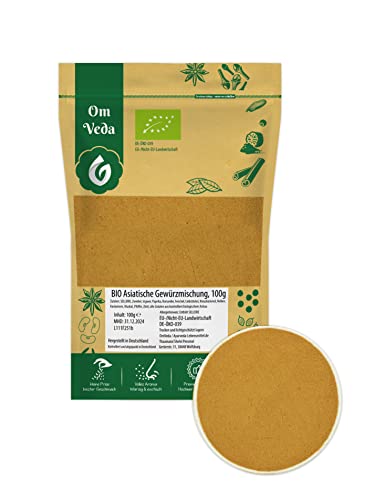 BIO Asia Masala Curry Gewürzmischung 100g | Fein Gemahlen | Curry Pulver Ohne Salz | Asiatische Küche | Spices Blend | OmVeda von OmVeda