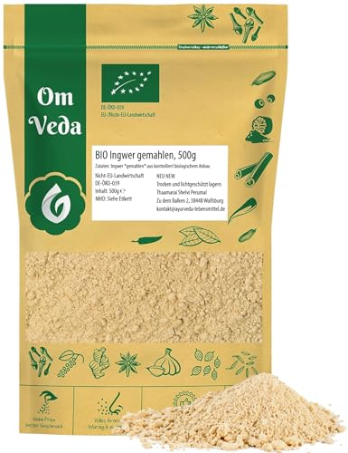 BIO Ingwer gemahlen 500g Ingwerpulver Ingwer Pulver gemahlene Ingwerwurzel | Organic Bio-Qualität DE-ÖKO-039 | Ginger Powder | OmVeda von OmVeda