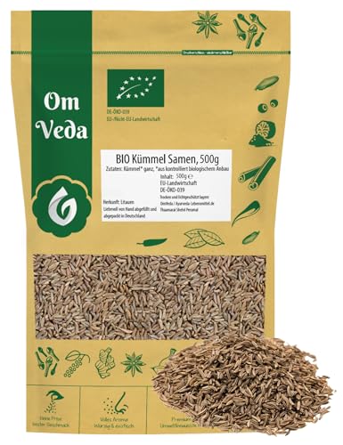 BIO Kümmel 500g Kümmelsamen Kümmelsaat Kümmelkörner Wiesenkümmel | Kochen Backen Brotgewürz Kümmeltee | Organic Bio-Qualität DE-ÖKO-039 | Caraway Seeds | OmVeda Gewürze (500g) von OmVeda