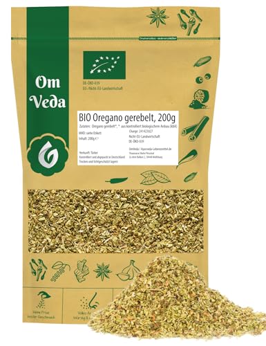 BIO Oregano getrocknet und gerebelt 200g | Intensives Aroma | Bio-Qualität | Perfekt für die gehobene Küche | OmVeda von OmVeda