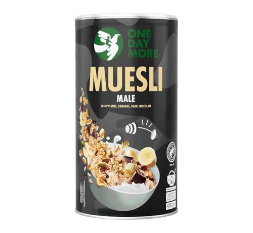 OneDayMore Schoko Müsli für ihn | 500g Haferflocken Fit Schokomüsli mit Bananen | Viele Früchte Essen Snack Aus 100% Natürlichen Zutaten | Muesli Ohne Palmöl von OneDayMore