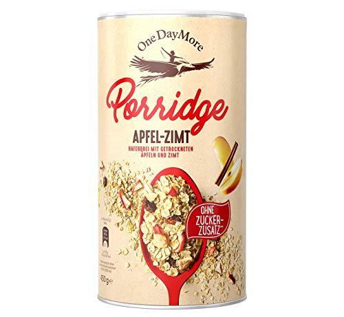 OneDayMore Apfel Zimt Porridge | 450g Haferbrei Viel Frucht Müsli | Vegan Haferflocken Aus 100% Natürlichen Zutaten | Gesundes Essen zum Frühstück von OneDayMore