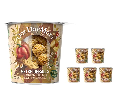 OneDayMore Getreideballs mit Erdnüssen und Paprika | 600g Vegan Getreidebällchen Schoko Müsli | Frühstück 100% Natürlich Muesli | Zuckerfrei Gesunde Fit Essen von OneDayMore