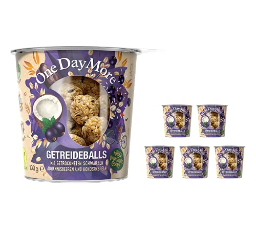 OneDayMore Getreideballs mit Schwarze Johannisbeere und Kokos | 600g Vegan Getreidebällchen Schoko Müsli | Frühstück 100% Natürlich Muesli | Zuckerfrei Gesunde Fit Essen von OneDayMore