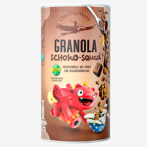 OneDayMore Granola Schoko Squad | 400 g Granola fur Kinder | Granola Müsli Schokolade | Frühstücksflocken Aus 100% Natürlichen Zutaten | Knuspermüsli Ohne Palmöl von OneDayMore