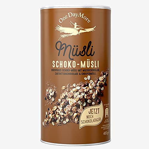 OneDayMore Schoko Müsli | 400g Schokomüsli ohne Zucker Salt | Haferflocken Frühstück 100% Natürlich Muesli | Zuckerfrei Gesunde Fit Musli Essen mit Schokolade von OneDayMore