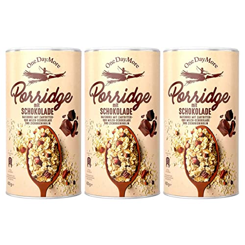 OneDayMore Zweifach Schokoladig Porridge | 1350g Haferbrei Schoko Müsli | Haferflocken Frühstück Aus 100% Natürlichen Zutaten | Schokolade Hafer-Porridge Essen | 3-pack von OneDayMore