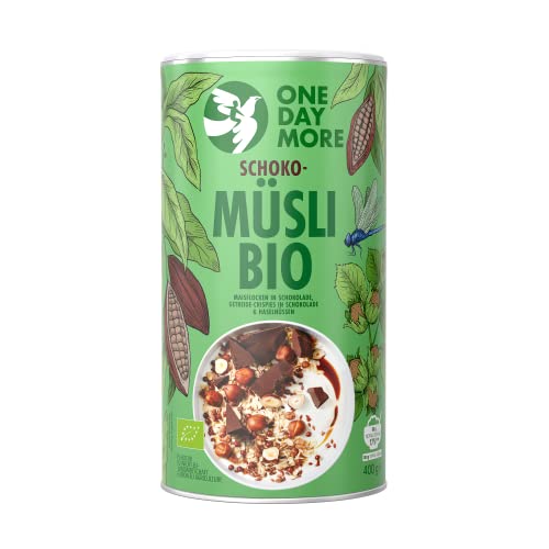 OneDayMore Schoko Müsli | 400 g Musli Haferflocken Frühstück | Schokoladiges Haselnüsse Granola Aus 100% Natürlichen Zutaten | Ohne Palmöl von OneDayMore