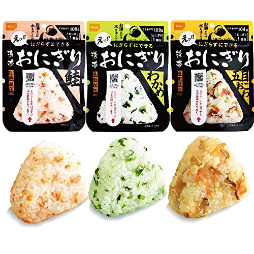 Onisi no Keitai Onigiri (Rice Ball) 3flavors 12packs set (Seaweed, Samon, Gomoku Okowa x 4packs each) preserved food for 5 years emergency provisions [Japan Import] von Onisi