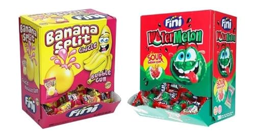 2 Boxen Fini Kaugummi Mix aus 2 Sorten (1x Banane + 1 x Wassermelonen) a 1 kg + Space Keks gratis a 45 g von Onlineshop Bormann von Onlineshop Bormann