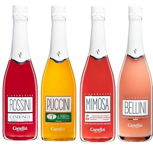 4er Set Canella Aperitivo Bellini Pfirsich/Puccini Mandarine/Mimosa Blutorange/Rossini Erdbeer a 0,75l + Space Riegel von Onlineshop Bormann 3000 ml von Onlineshop Bormann