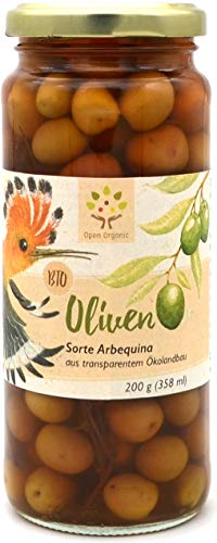 Bio-Oliven 200g Sorte Arbequina - "die Königin der Oliven" - Aceitunas Verdes Arbequinas von Open Organic