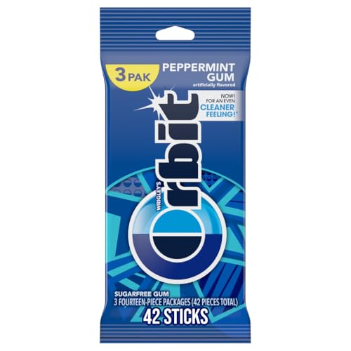 ORBIT Pfefferminz-Kaugummi, zuckerfrei, 3 Packungen mit je 14 Stück (42 Stück insgesamt) von Orbit