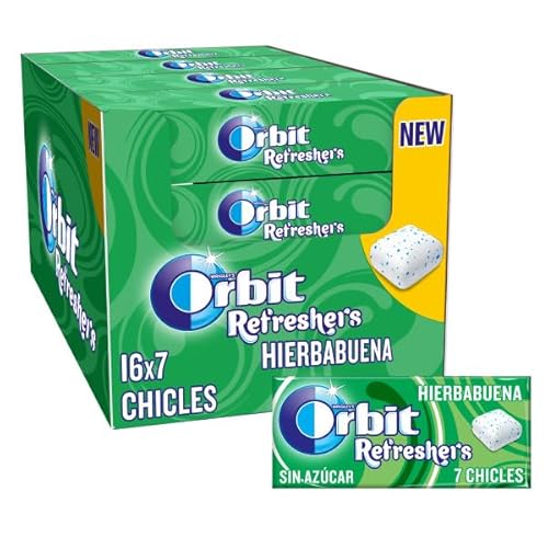 Orbit Kaugummi | Refreshers Grüne Minze | Zuckerfrei | 16 Packungen (16 x 7 Dragees) | 249 g von Orbit