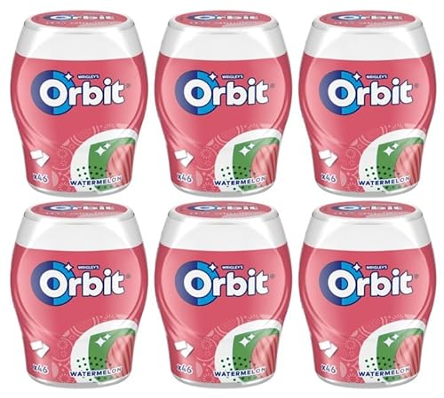 Orbit Kaugummi | Wassermelone | Zuckerfrei | 6 Packungen (6 x 46 Dragees) von Orbit