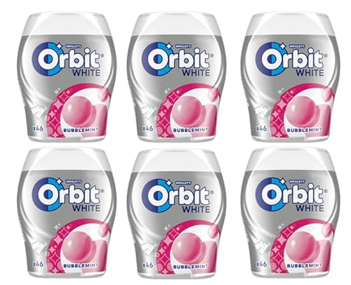 Orbit White | Kaugummi | Bubblemint | Zuckerfrei | 6 Packungen (6 x 46 Dragees) von Orbit