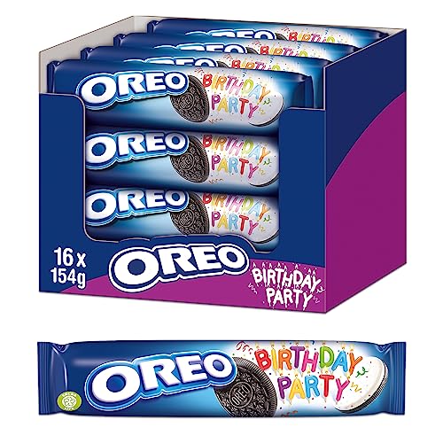 OREO Birthday Party 16 x 154g I Limited Edition I Kakao Doppelkeks mit doppelter Créme-Schicht I Vanille-Füllung mit Streuseln I Keks Großpackung von Oreo