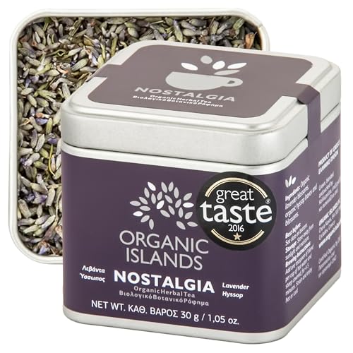 Organic Islands Kräuterteeblätter - Nostalgia zuckerfreier entkoffeinierter Tee - Natürliche Mischung aus Lavendelblüten, Teeblättern und Ysopblüten aus Naxos, Griechenland 30g von Organic Islands